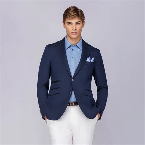Blue Wool Blazer for Men