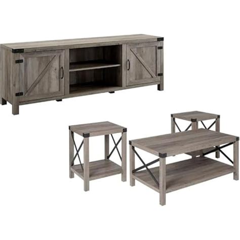 HomeSquare Home Square 4 Piece Farmhouse Barn Door TV Stand India | Ubuy