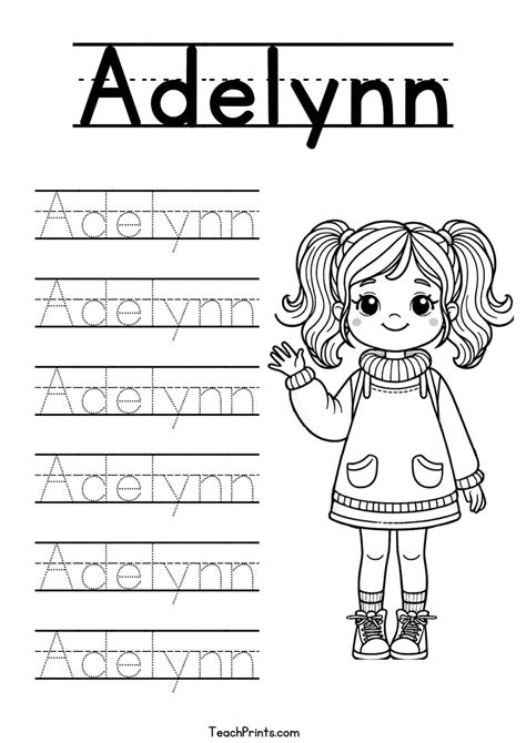 A Name Tracing Worksheets – 132 Names (Free & Printable) - Teach Prints