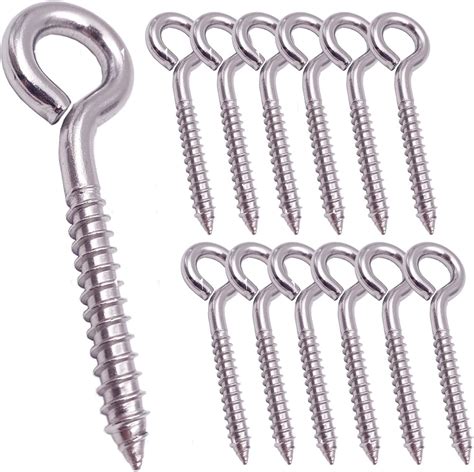 12 Pack 304 stainless steel screw eyes, heavy-duty screw hooks, small ...