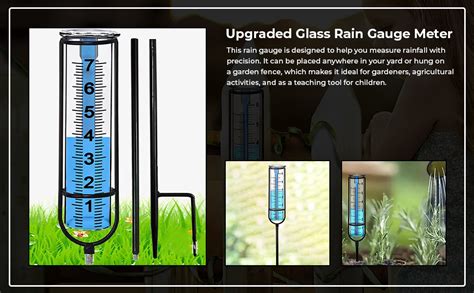 Serplex® Rain Gauge 6" Capacity Upgrade Glass Rain Gauge Garden Rain ...