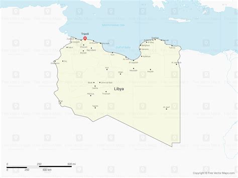 Printable Vector Map of Libya with Districts | Free Vector Maps