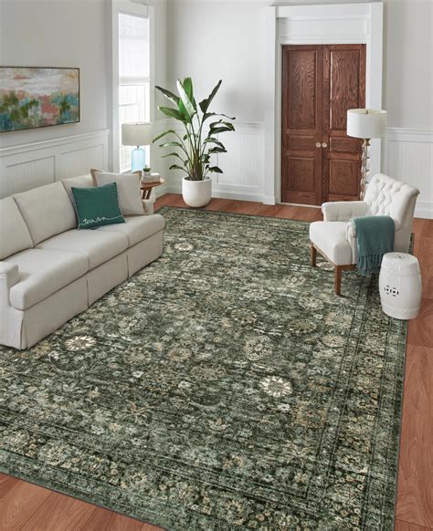 Amazon.com: Morebes Vintage Dark Green Living Room Rug, 9x12 Area Rug ...