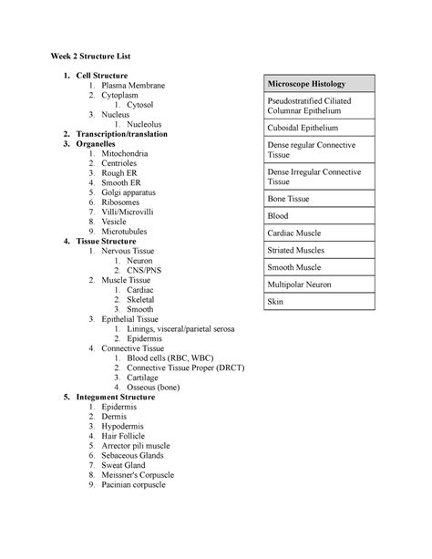 Week 2 Structure List BB - BIOS 443 - UIC - Studocu
