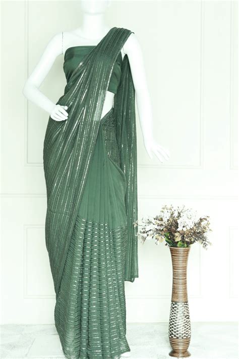 Military Green Saree | Mahek Designs
