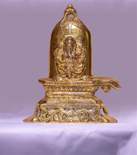 Lord Ganesha on Shivling – Antique Brass Metal Idol for Divine Unity ...