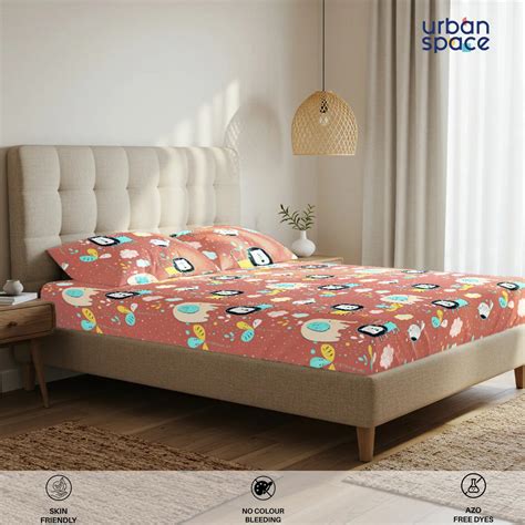Buy Fitted King Size Cotton Bedsheet - Lion King Terra – Urban Space ...