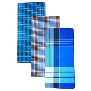 Buy BLUE Leaf 2.25 Meter Mens Cotton Lungies Mutli Color, Set of 3 ...