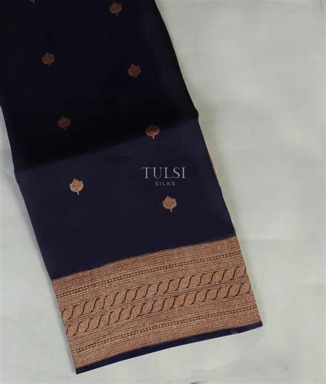 Buy Dark blue Banaras Organza Saree T425915