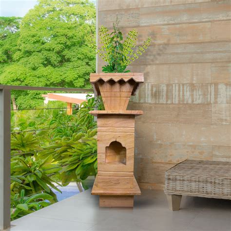 Marble Tulsi Pot, Brown - Handicraft Bazaar