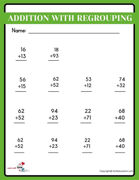 Addition No Regrouping Worksheets