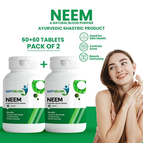 Buy Happy Millions Neem Tablet Combo Pack for Acne Control
