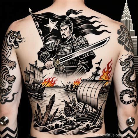 legendary vietnamese general powerful blackwork and dotwork style at ...