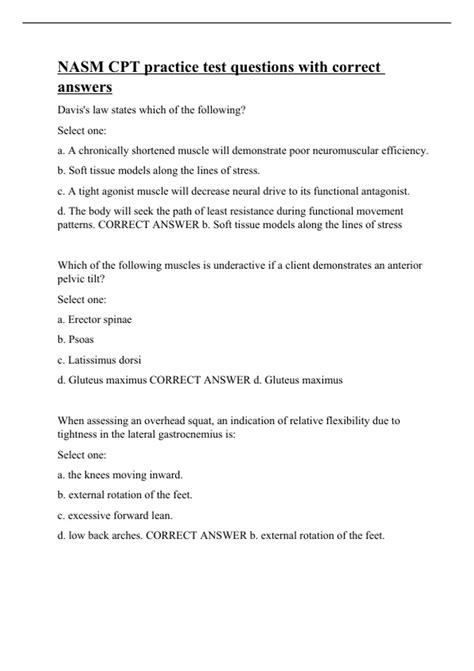 NASM CPT practice test questions with correct answers - Nasm - Stuvia US