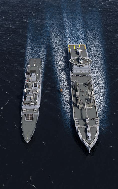 Hey ! I rendered my 1:1 scale french carrier group :) : r/Minecraft