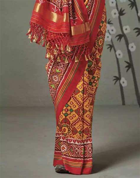 Yellow Ikat Print Patan Patola Saree – South India Shopping Mall