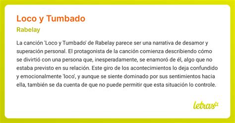Significado de la canción LOCO Y TUMBADO (Rabelay) - LETRAS.COM