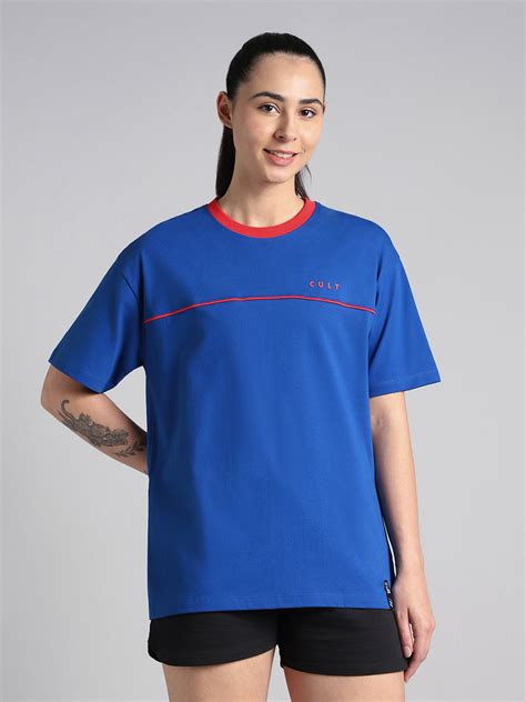 Buy Women's Blue Cult Classic Oversized Fit T-shirt Online in India ...