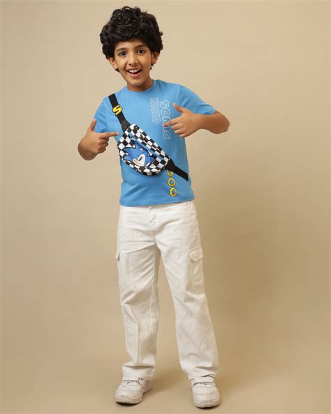 Sonic Printed Regular Fit Tshirt with Pouch Bag For Boys – Kidsville