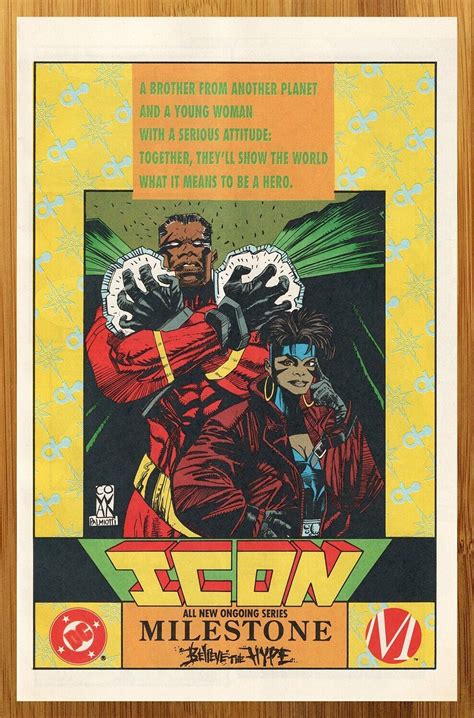 1993 DC/Milestone Comics Icon Print Ad/Poster Denys Cowan Super Hero ...