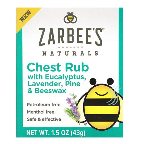 Zarbee's, Chest Rub with Eucalyptus, Lavender, Pine & Beeswax, 1.5 oz ...