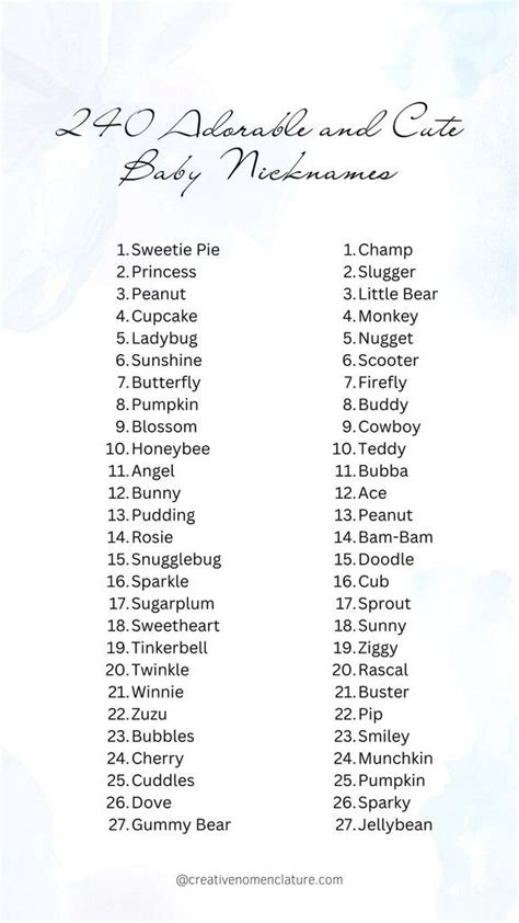 Best 13 240 Adorable and Creative Cute Baby Nicknames to Cherish - Artofit