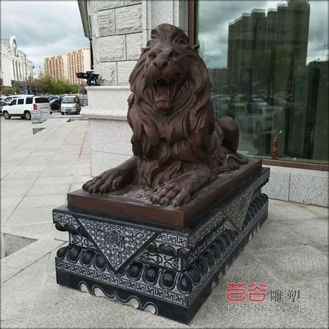 铜汇丰爬狮-狮子麒麟-曲阳县艺谷园林雕塑有限公司