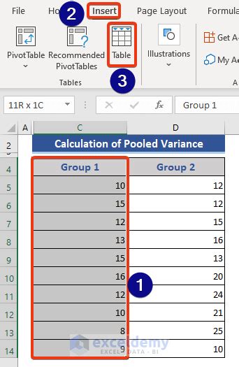 Image result for Pooled Variance Excel