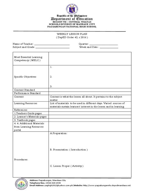 Weekly Overview of Lesson Plan 的图像结果