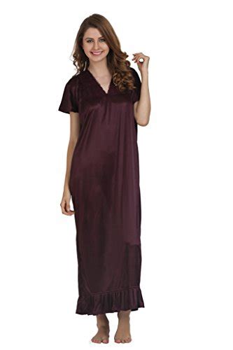 Buy Miavii "Dark Violet Color Satin Fabric Women's Nighty -Set of 6 ...