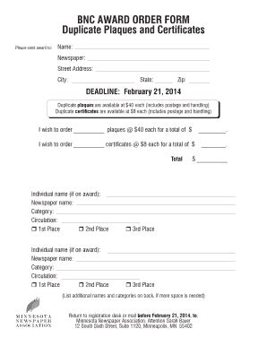 Fillable Online mna Duplicate Plaques and Certificates Fax Email Print ...