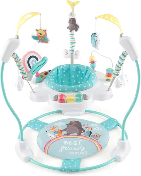 COSTWAY Baby Jumper, Height Adjustable Infant Activity Center with 360° Rotary Seat, Music ...
