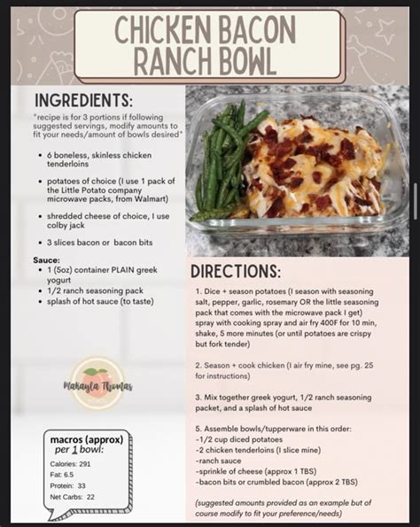 Chicken Bacon Ranch Bowl Recipe