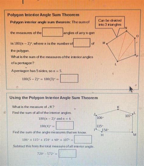 [ANSWERED] Polygon Interior Angle Sum Theorem Polygon interior angle - Kunduz