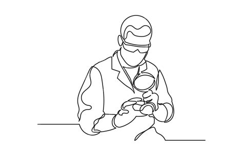 Premium Vector | Continuous line drawing of male scientists with a ...