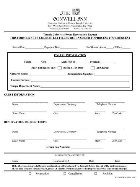 Fillable Online THE CONWELL INN - Temple University Fax Email Print ...