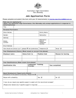 Job Application Form - Png.highcommission.gov.au - Fill and Sign ...