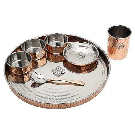 Taluka Hammered Steel Copper Dinnerware Set Pack of 7 Pieces 13.5 ...