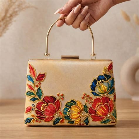 White Floral Printed Name Customised Clutch - Artklim