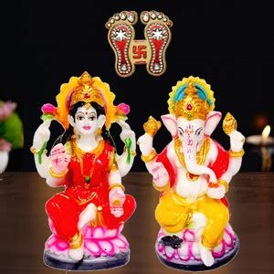 Kitlyn Polyresin Laxmi Ganesh Statue For Pooja Room |Diwali Puja |1 Set ...