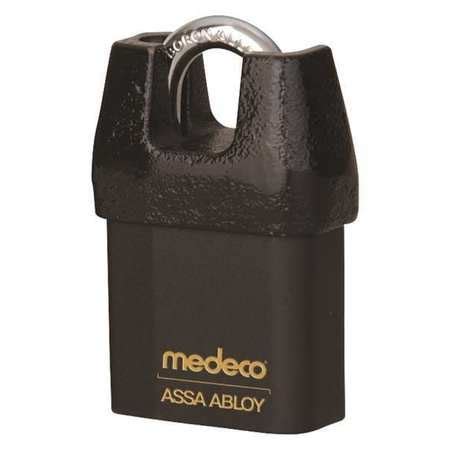 Medeco Padlock, Keyed Different, Partially Hidden Shackle, Square Brass ...