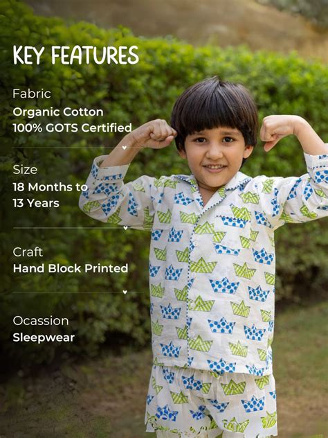 Tintin Organic Cotton Block Printed Pyjama Set | Pinklay