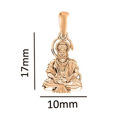 22 CT Gold Plated Silver (92.5% purity) God Hanuman Bajrang Bali Penda ...
