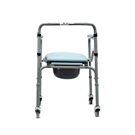 MEDEQUIP HEIGHT ADJUSTABLE COMMODE CHAIR WITH WHEELS(POWDER COATED ...