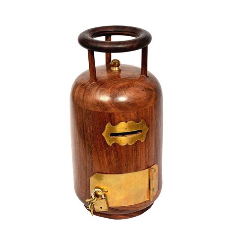 waeez impex Sheesham Hand Crafted Cylinder Shaped Money Bank/Gullak ...