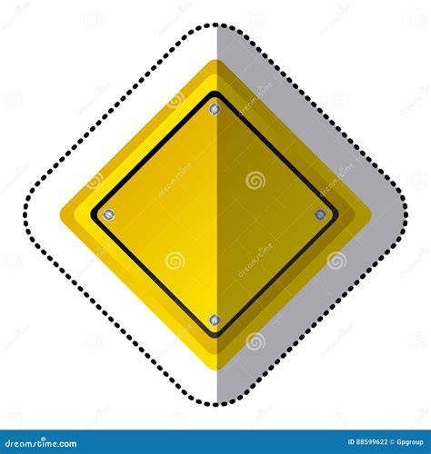 Sticker Yellow Diamond Shape Traffic Sign Icon Stock Illustration ...