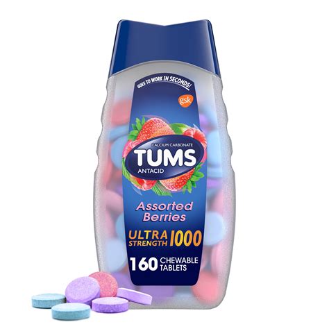Tums Ultra Strength Heartburn Relief Chewable Antacid Tablets, Berry, 160 Count - Walmart.com