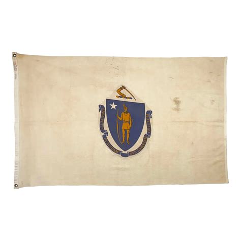 Vintage Cotton State Flag of Massachusetts | Chairish