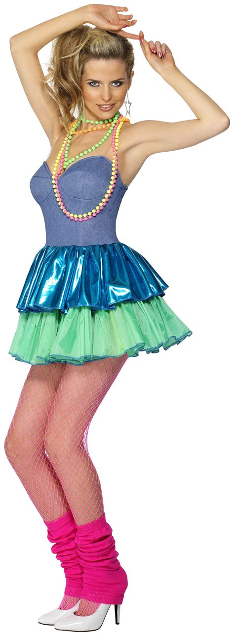 Disco Chick Ra Ra Teen Womens 1980s Costume Dress S30193 - Medium (10 ...
