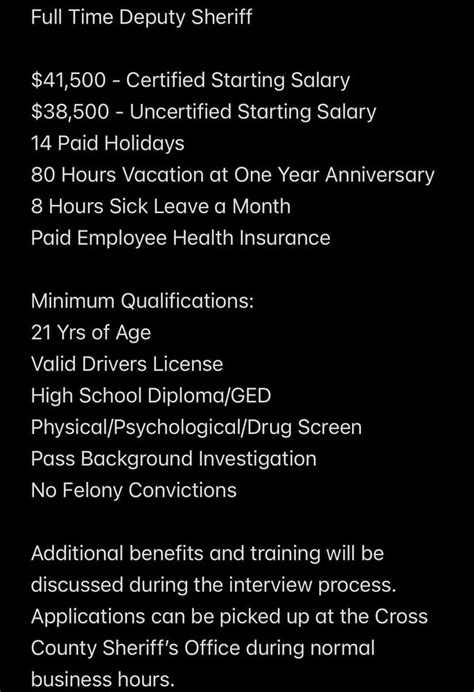 Job Opening (04/17/2025) - Press Releases - Cross County Sheriff AR